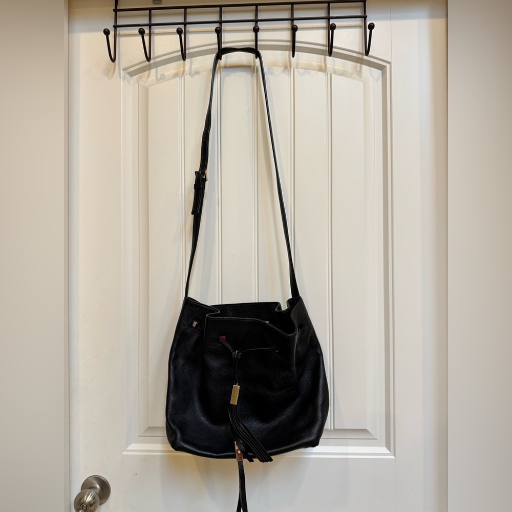 Kate Spade Grey Street Cooper Bucket Bag in Black Pebble Leather. 10” x 11” x 6”